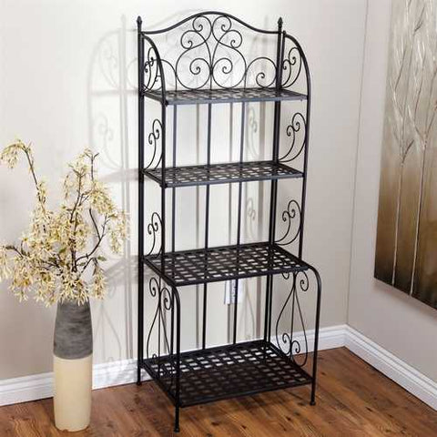 Image of Indoor / Outdoor Folding Metal Bakers Rack Plant Stand with 4 Shelves