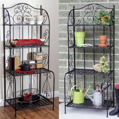 Image of Indoor / Outdoor Folding Metal Bakers Rack Plant Stand with 4 Shelves
