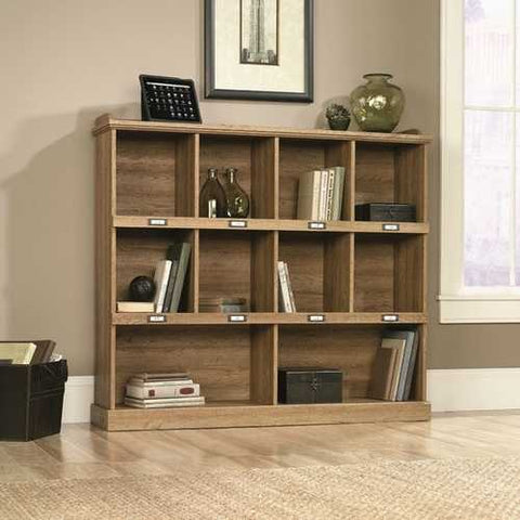 Image of Scribed Oak Wood Finish 53-inch Wide 3-Shelf Bookcase Bookshelf - Made in USA