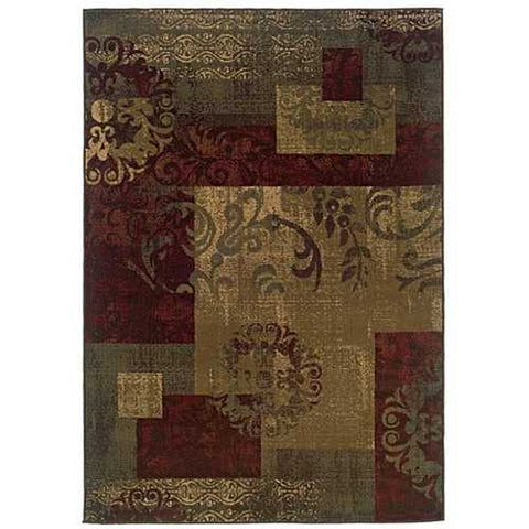 Image of Dark Green Geometric Floral Stylish Area Rug (8'2 x 10')