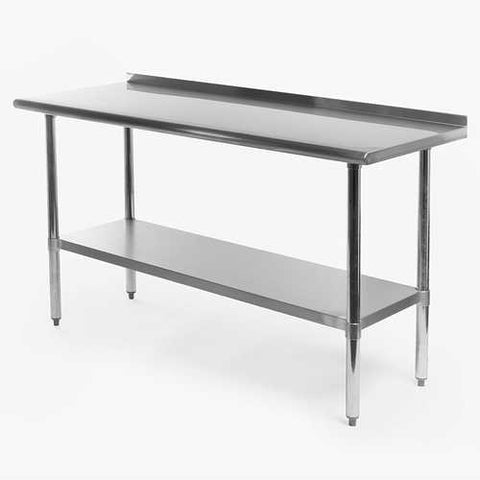 Image of Stainless Steel 60 x 24 inch Heavy Duty NSF Certified Work Bench Prep Table with Backsplash