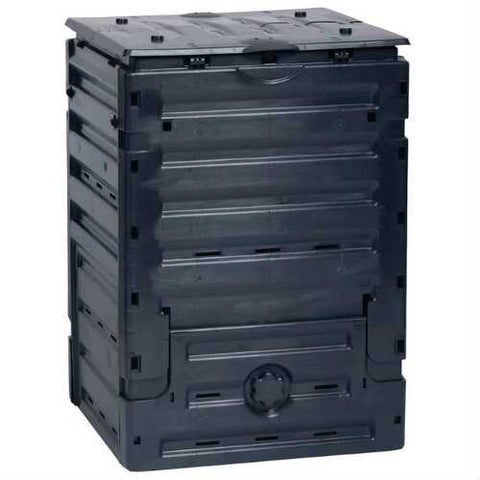 Image of UV-Resistant Black Recycled Plastic Compost Bin with Lid - 79 Gallon