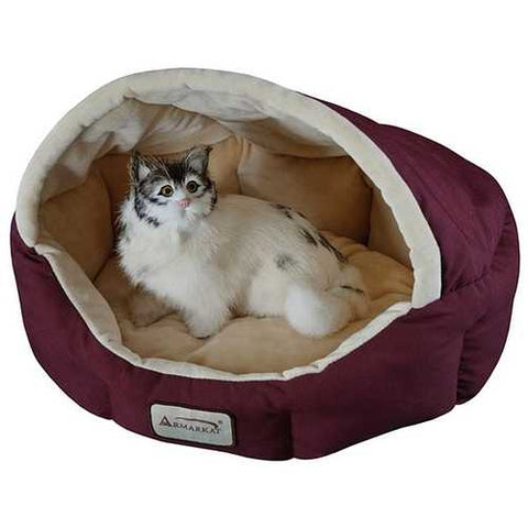 Image of 18-inch Burgundy & Beige Small Dog & Cat Bed by Armarkat