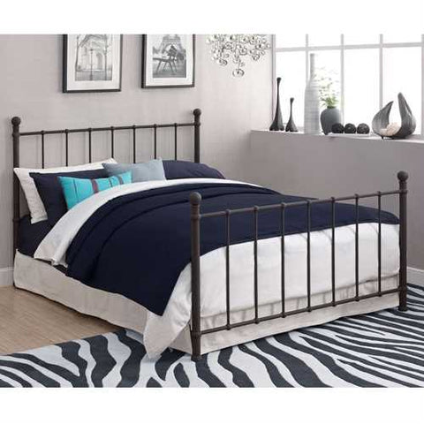 Image of Full size Dark Bronze Metal Platform Bed with Headboard and Footboard