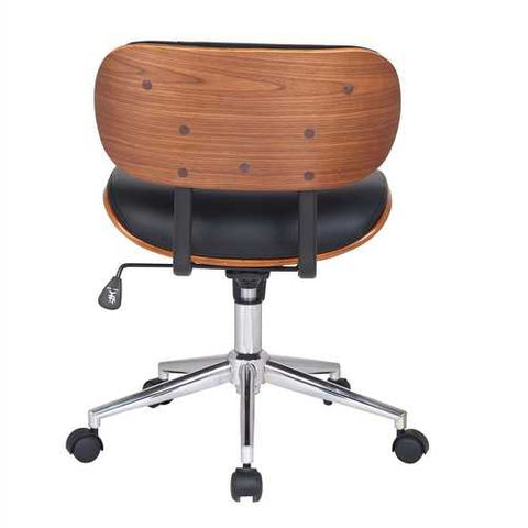 Image of Modern Black Fuax Leather Swivel Office Chair with Cushion Seat Back