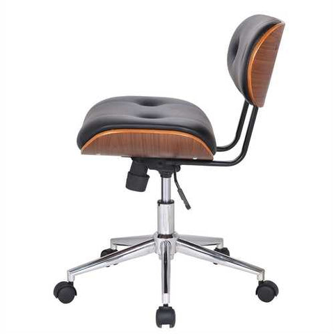 Image of Modern Black Fuax Leather Swivel Office Chair with Cushion Seat Back