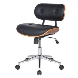 Modern Black Fuax Leather Swivel Office Chair with Cushion Seat Back