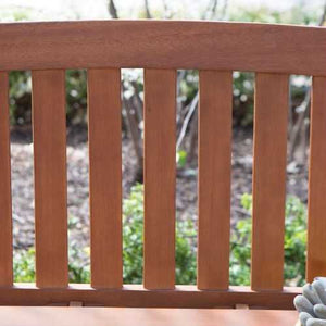 Curved Back 4-Ft Outdoor Garden Bench with Arm-Rests in Natural Wood Finish