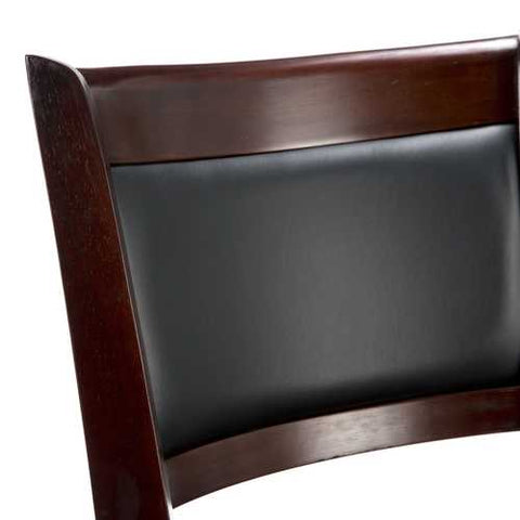 Image of Cherry 29-inch Solid Wood Bar Stool with Faux Leather Swivel Seat