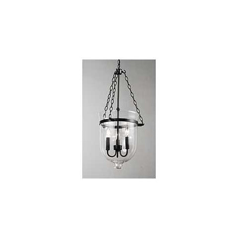 Image of Glass Lantern Chandelier in Antique Copper Finish