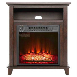 Freestanding Electric Fireplace Heater in Brown Wood Finish