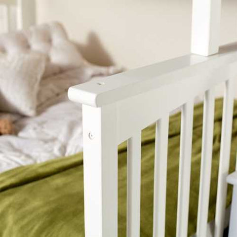 Image of Twin over Full Bunk Bed with Stairway Storage Drawers in White Wood Finish