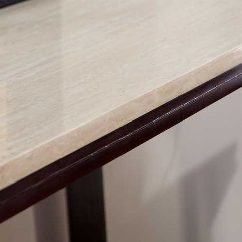 Image of Contemporary Sofa Table in Espresso Wood Finish with Faux Travertine Top