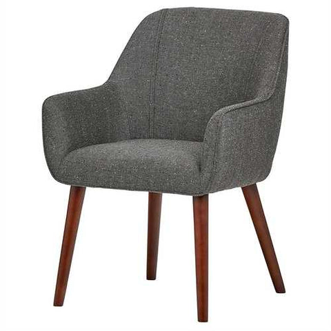 Image of Modern Mid-Century Style Dining Accent Chair in Ash Gray Upholstered Fabric