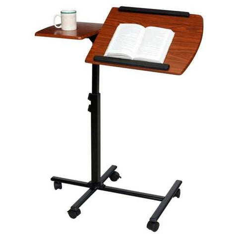 Image of Adjustable Height Laptop Cart Computer Desk in Cherry Finish