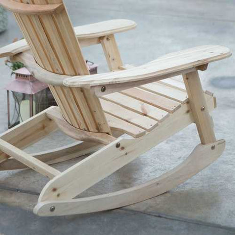 Image of Patio Porch All Weather Indoor / Outdoor Natural Adirondack Rocking Chair