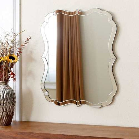 Image of Venetian Style Curvy Vanity Wall Mirror in Silver Finish