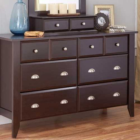 Image of Dark Brown Wood 6-Drawer Wardrobe Dresser