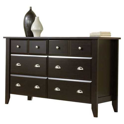 Image of Dark Brown Wood 6-Drawer Wardrobe Dresser