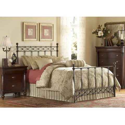 Image of King size Metal Bed with Headboard and Footboard in Copper Chrome Finish