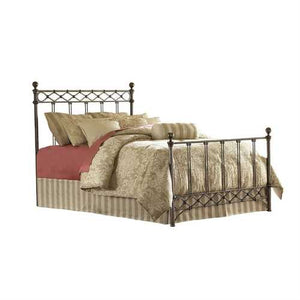 King size Metal Bed with Headboard and Footboard in Copper Chrome Finish