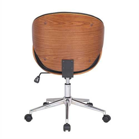 Image of Modern Classic Walnut / Black Faux Leather Office Chair with Curved Seat