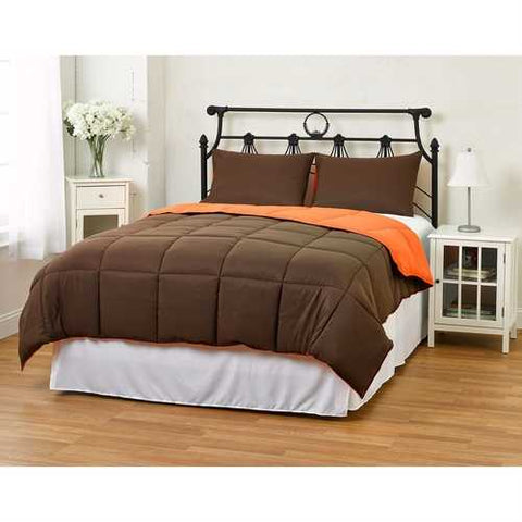 Image of King/CAL King size 3-Piece Brown Orange Microfiber Comforter Set with 2 Shams