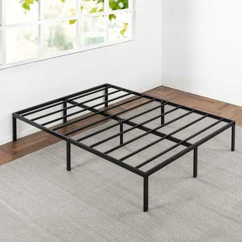 Image of Queen size Sturdy Black Metal Platform Bed Frame with Headboard Attachments