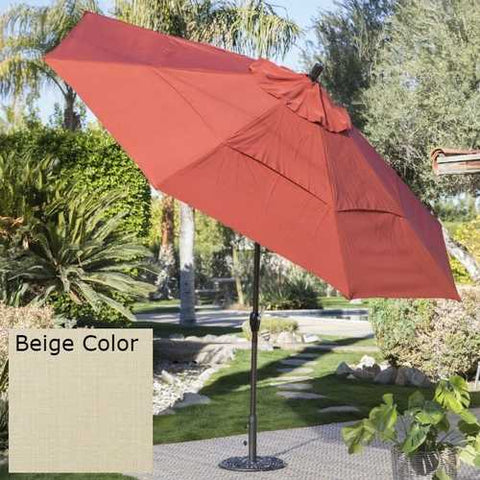 Image of Outdoor Patio 11-Ft Market Umbrella with Push Button Tilt with Beige Shade