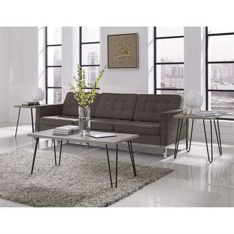 Image of Modern Classic Vintage Style Coffee Table with Wood Top and Metal Legs