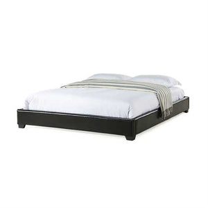 Full size Modern Black Upholstered Faux Leather Platform Bed Frame