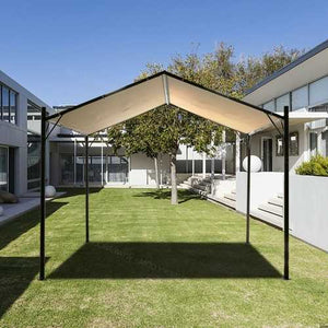 Outdoor Patio Steel Frame 10 x 10 Ft Gazebo Carport with Beige Canopy