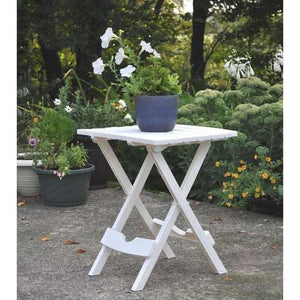 Outdoor Fast Folding Patio Side Table, White Weather Resistant Resin