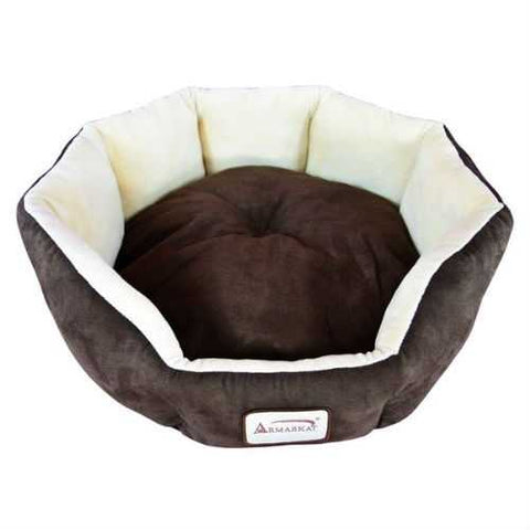 Image of Mocha Beige Round Oval Pet Bed for Small Dogs or Cats