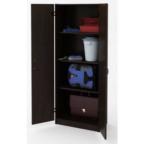 Image of Modern 2-Door Armoire Wardrobe Storage Cabinet in Espresso Wood Finish