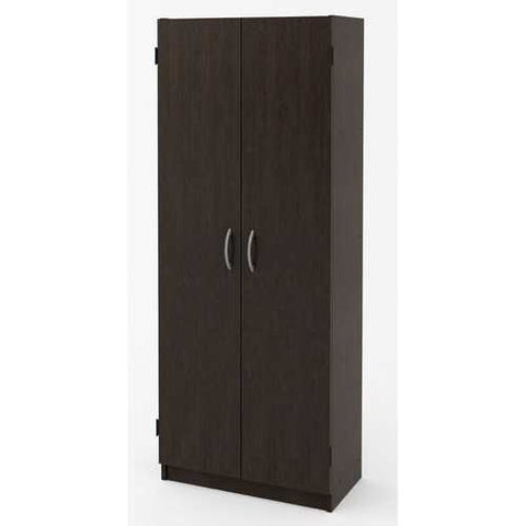 Image of Modern 2-Door Armoire Wardrobe Storage Cabinet in Espresso Wood Finish