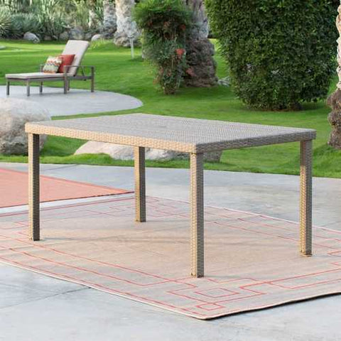 Image of Weather Resistant Resin Wicker Patio Dining Table 63-inch with Steel Frame