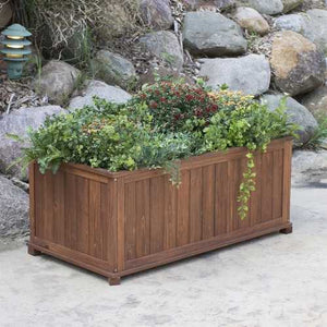 Outdoor Raised Patio Planter Box in Dark Brown Wood - 41-inch