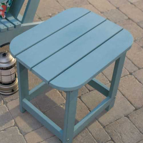 Image of Outdoor Deck Patio Side Table in Blue Green Resin Wood-look Finish