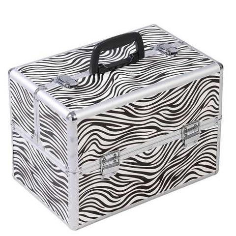 Image of Portable Jewelry Box Makeup Storage Case Organizer in Zebra