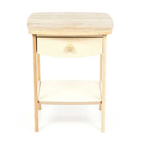 Image of Natural Wood Finish 1-Drawer Bedroom End Table Nightstand