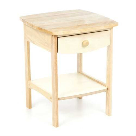 Image of Natural Wood Finish 1-Drawer Bedroom End Table Nightstand