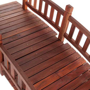 Durable Red Shorea Wood 6-Ft Garden Bridge with Hand Rails