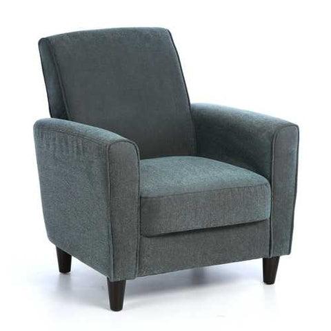 Image of Blue Upholstered Modern Accent Arm Chair with Espresso Wood Legs