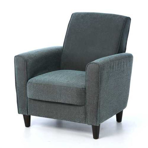 Image of Blue Upholstered Modern Accent Arm Chair with Espresso Wood Legs