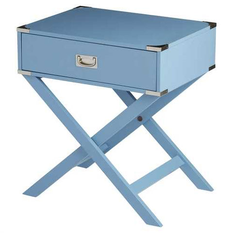 Image of Modern 1-Drawer Bedroom Nightstand End Table in Blue Finish