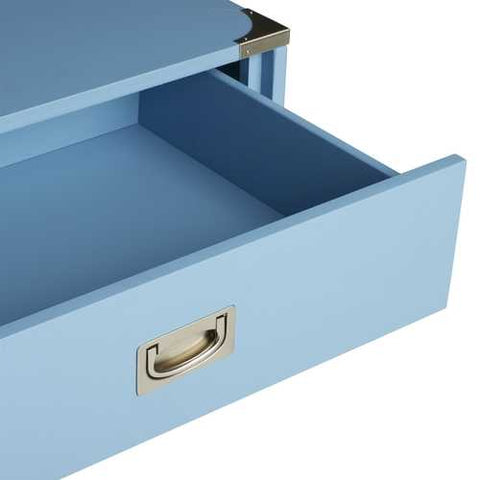 Image of Modern 1-Drawer Bedroom Nightstand End Table in Blue Finish