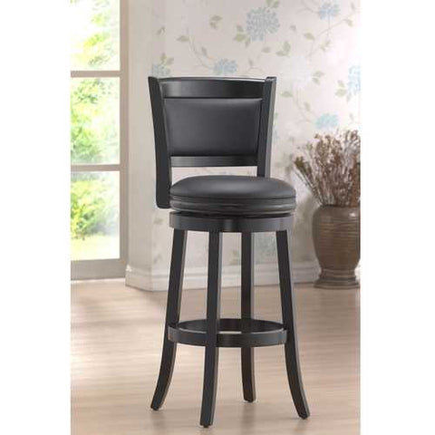 Image of Black 29-inch Swivel Seat Barstool with Faux Leather Cushion Seat