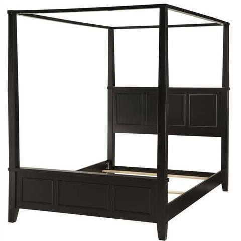 Image of Queen size Contemporary Canopy Bed in Black Wood Finish