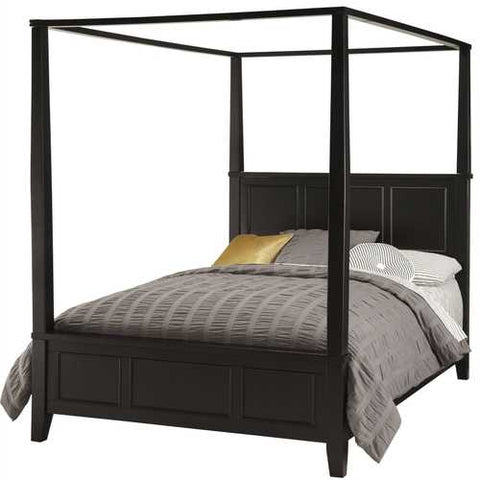 Image of Queen size Contemporary Canopy Bed in Black Wood Finish